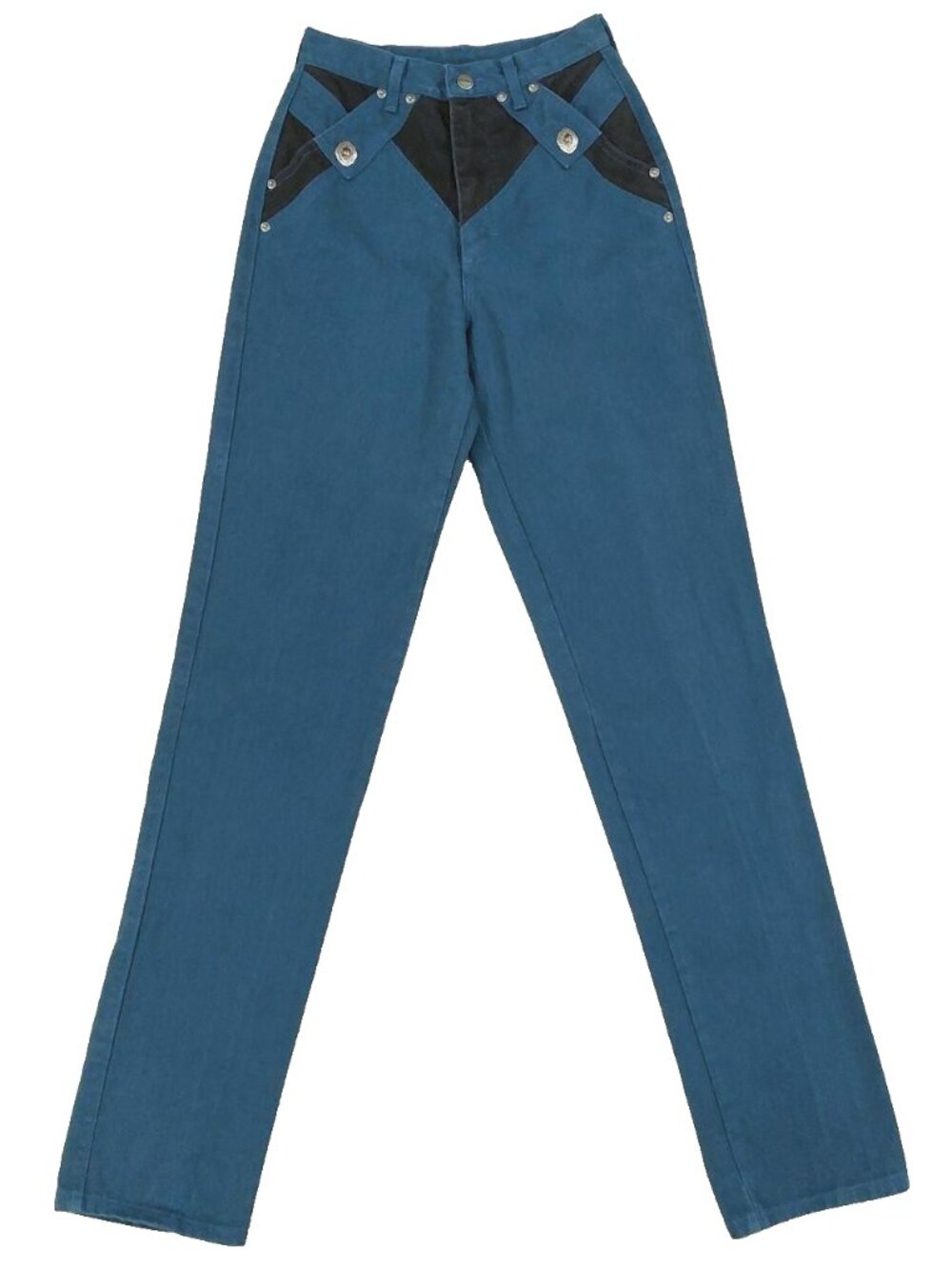 Vintage 90s Circle T Roughrider Western Jeans 25x35 Two-Tone High-Rise Bareback